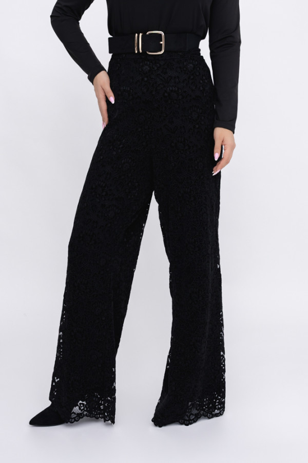 Czarne spodnie koronkowe bavanto