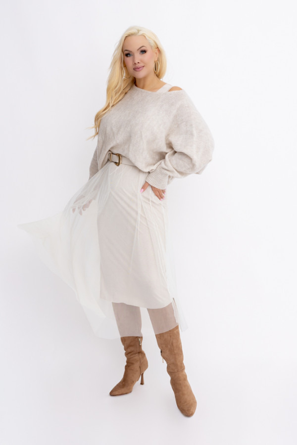 Jasnobeżowy komplet ze sweterkiem amelie