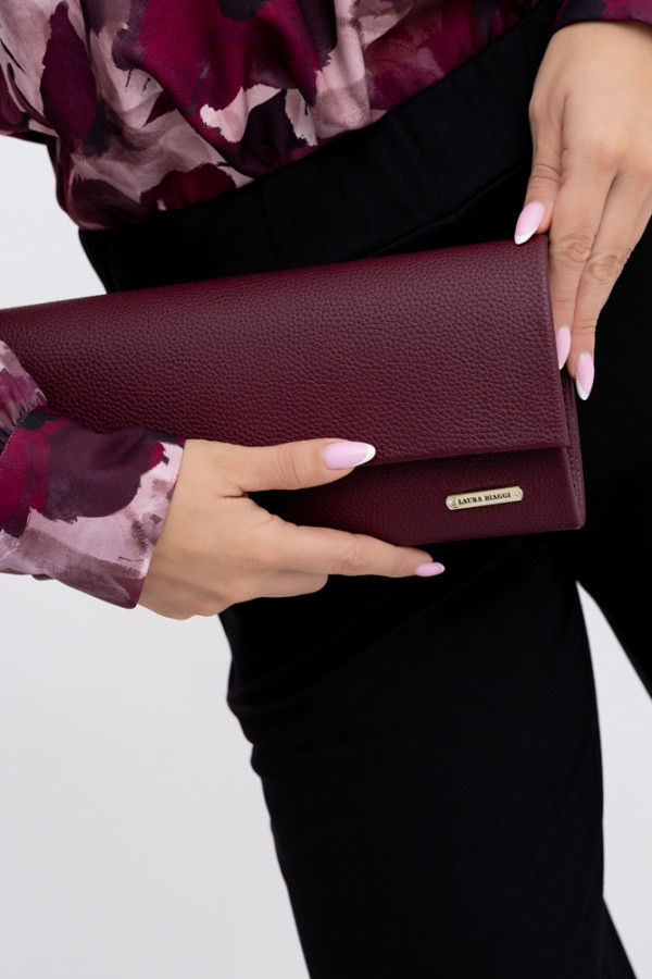Burgundowa matowa torebka kopertowa eguzi
