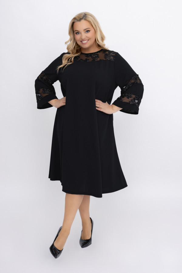 Czarna sukienka z cekinami yokino