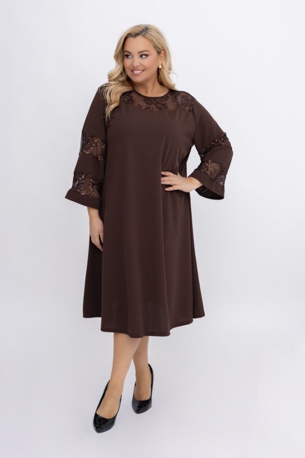 Czekoladowa sukienka z cekinami yokino