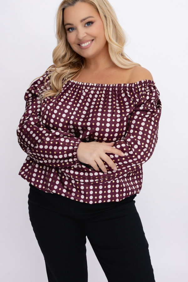 Bordowa satynowa bluzka regezi wzór 1