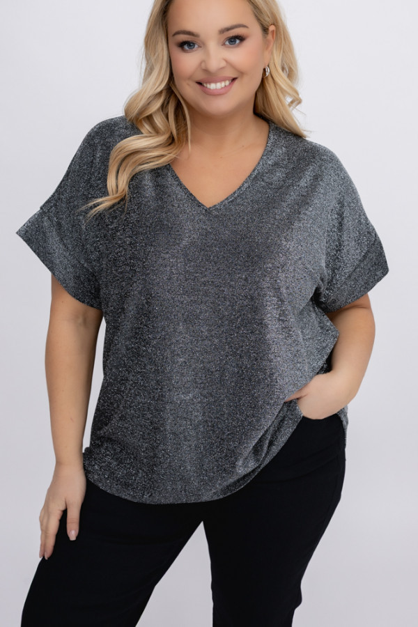 Srebrna bluzka błyszcząca santana