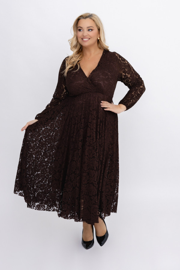 Czekoladowa sukienka koronkowa veriena