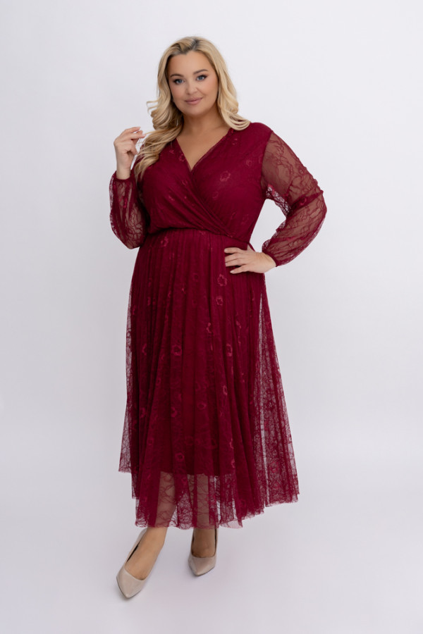 Bordowa sukienka koronkowa ritori
