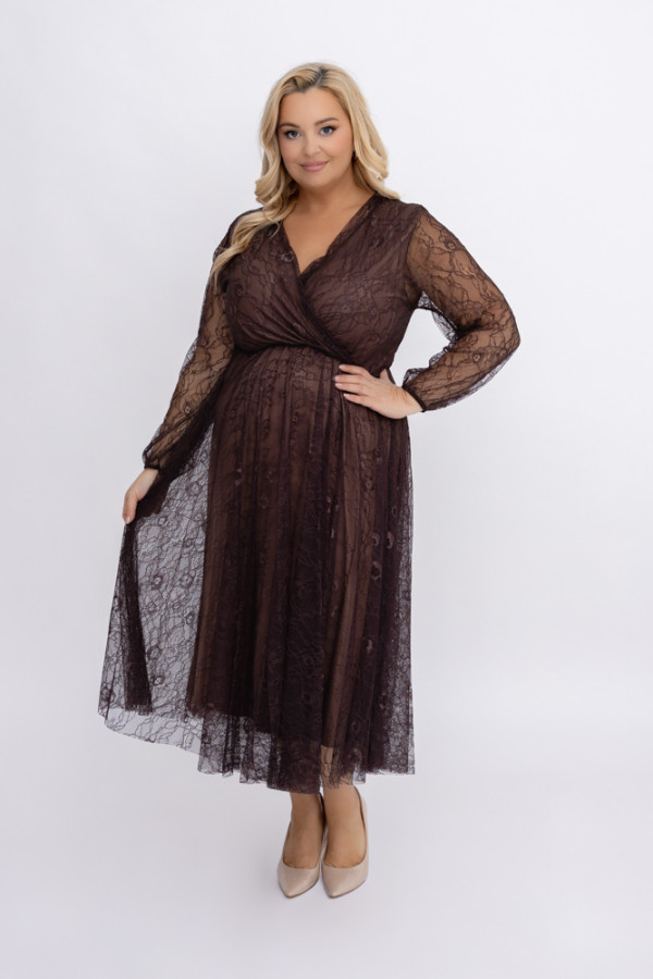 Czekoladowa sukienka koronkowa ritori