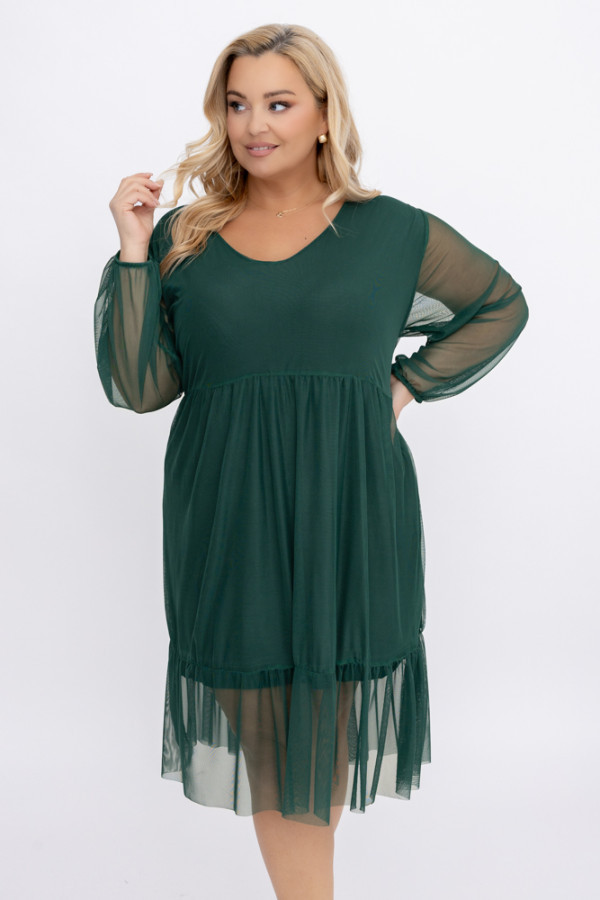 Butelkowozielona sukienka siateczkowa oruzi