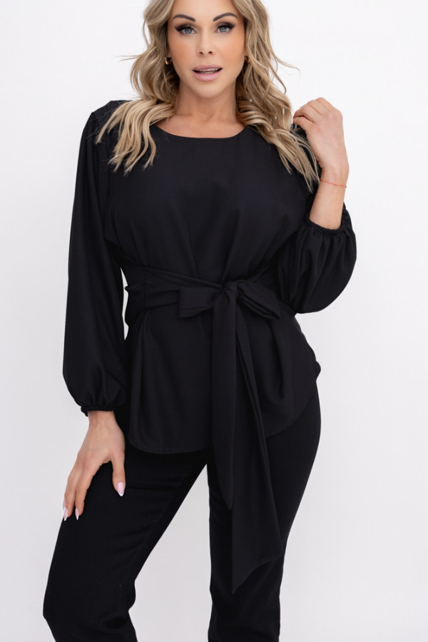 Czarna bluzka z wiązaniem benervi