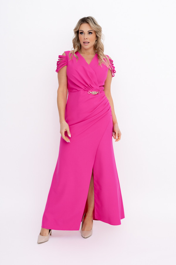 Fuksjowa sukienka z łańcuszkiem saria