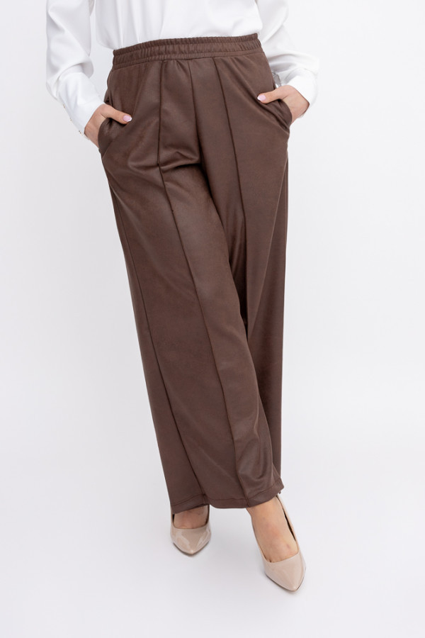 Czekoladowe spodnie skórzane omeri