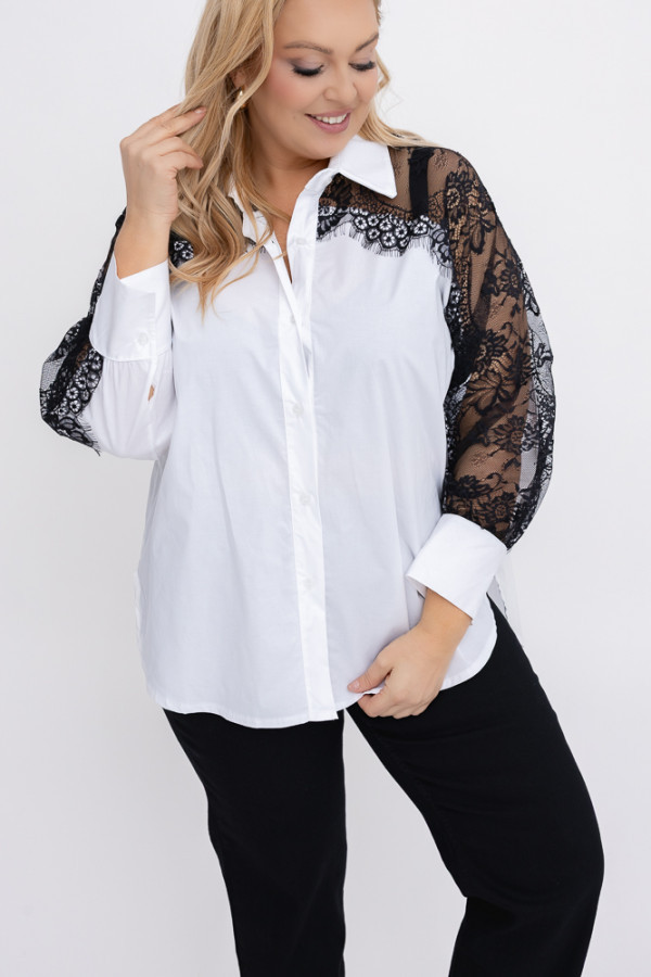 Biała koszula z koronką justin