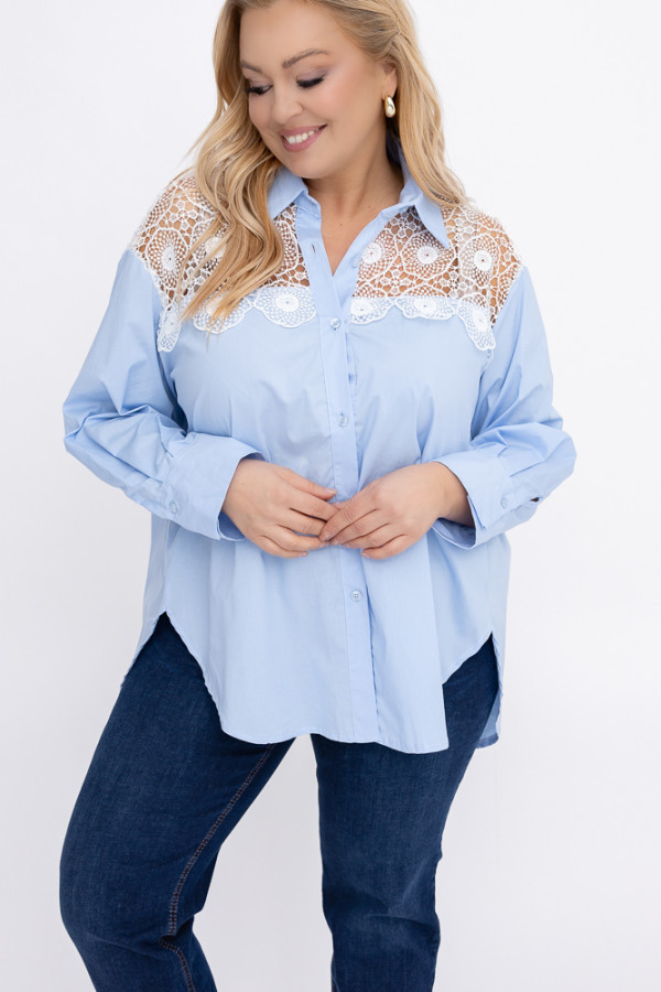 Błękitna koszula z koronką sky