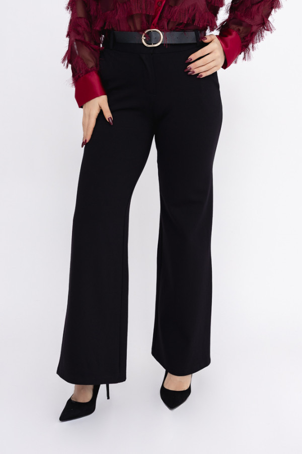 Czarne spodnie z paskiem nerio