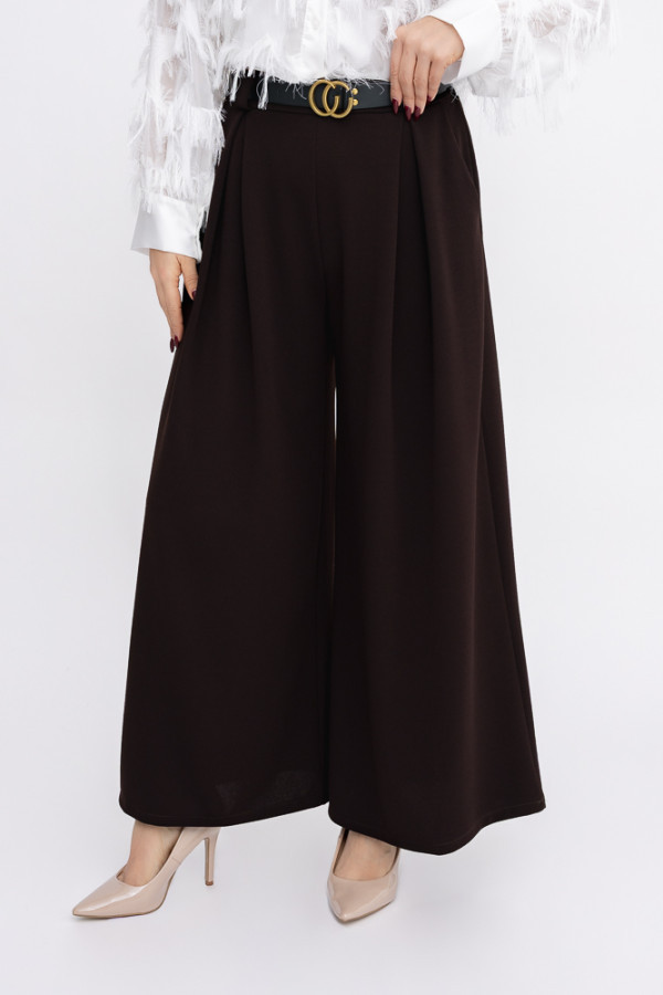 Czekoladowe spodnie z paskiem ruzori