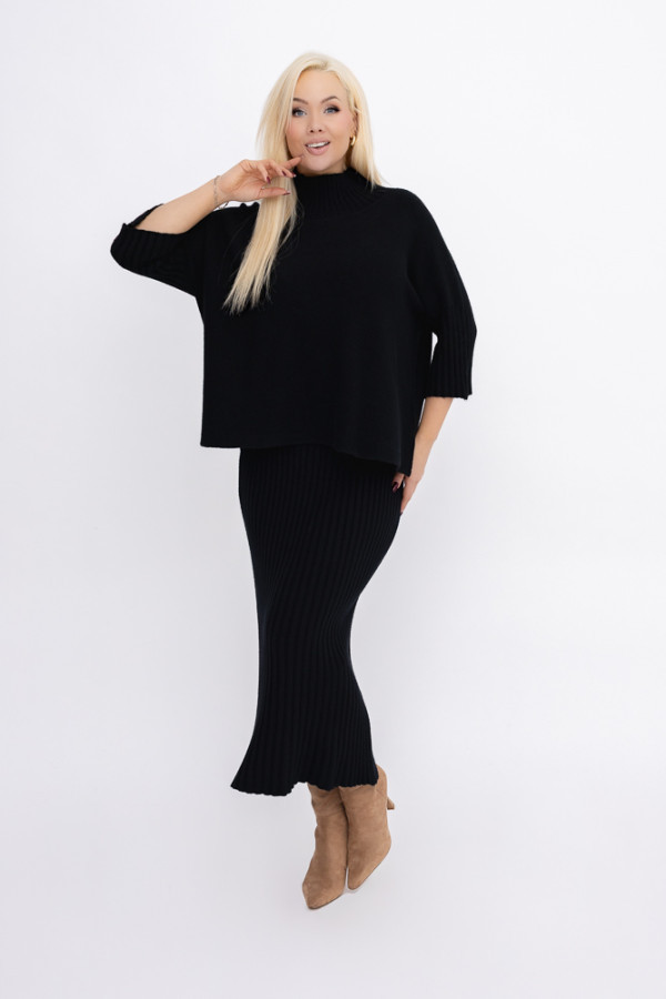 Czarny komplet sweterkowy volien