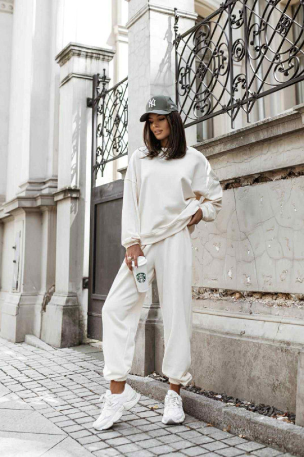 Komplet dresowy bluza oversize + spodnie me gusta kremowy