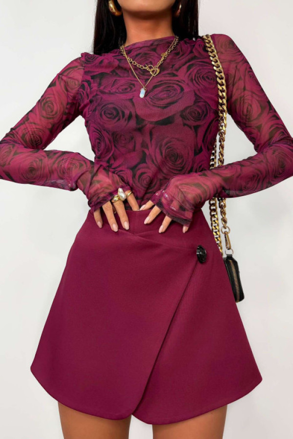 Spódniczko spodenki z guzikiem czarnym la milla bordowa