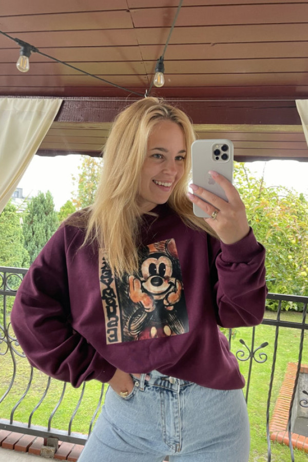 Bluza oversize z myszka miki bordowa bocca uni