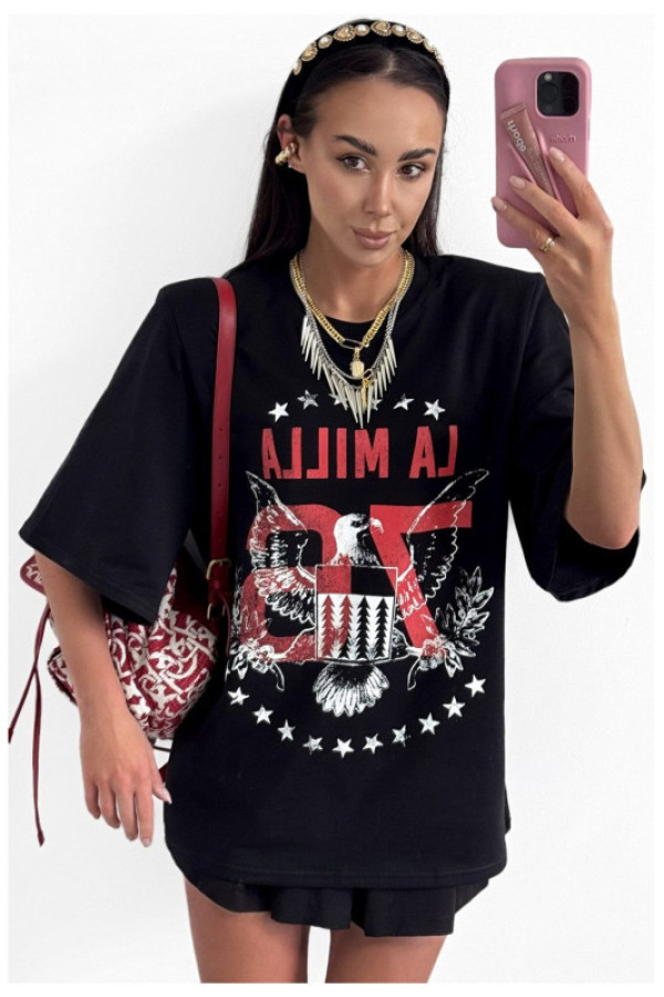T-shirt ovesize orzeł lamilla czarny uni