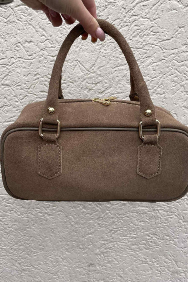 Torebka kuferek cecille zamszowa mała brązowy