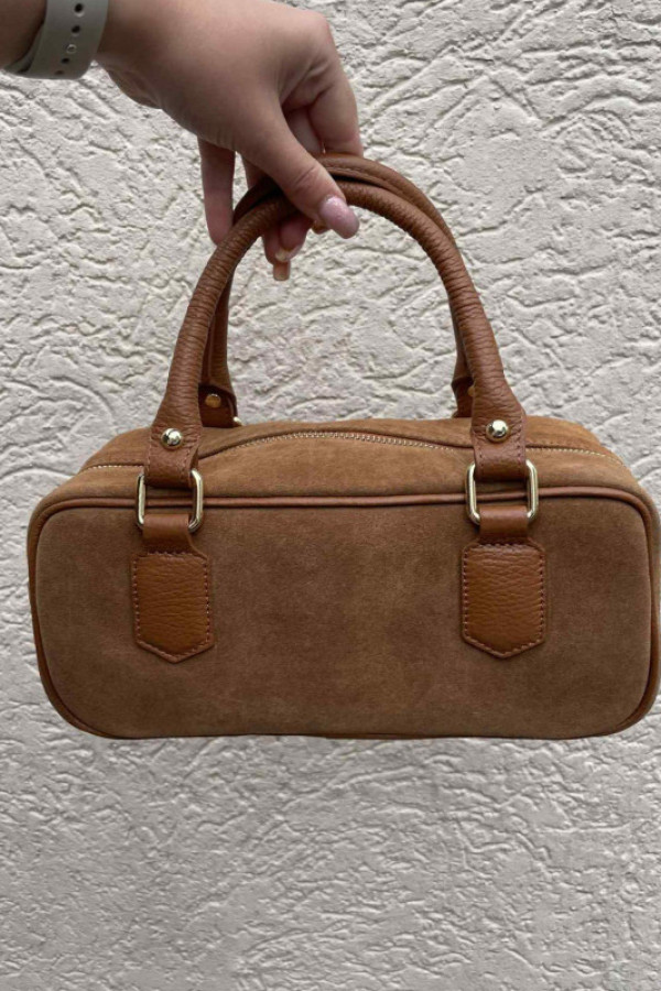 Torebka kuferek cecille zamszowa mała karmel