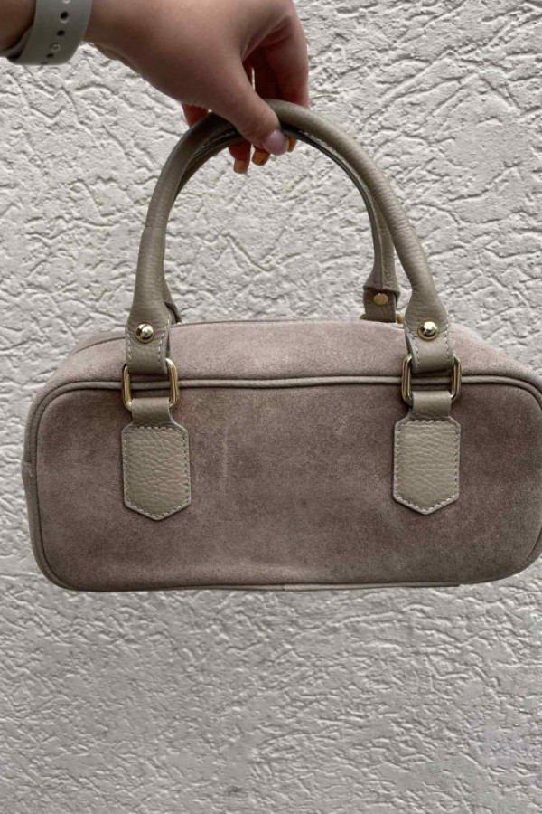 Torebka kuferek cecille zamszowa mała beżowy