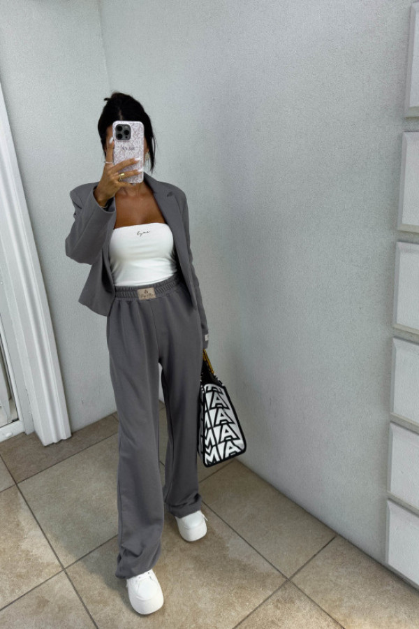 Spodnie dresowe z szeroką nogawka seven – szare