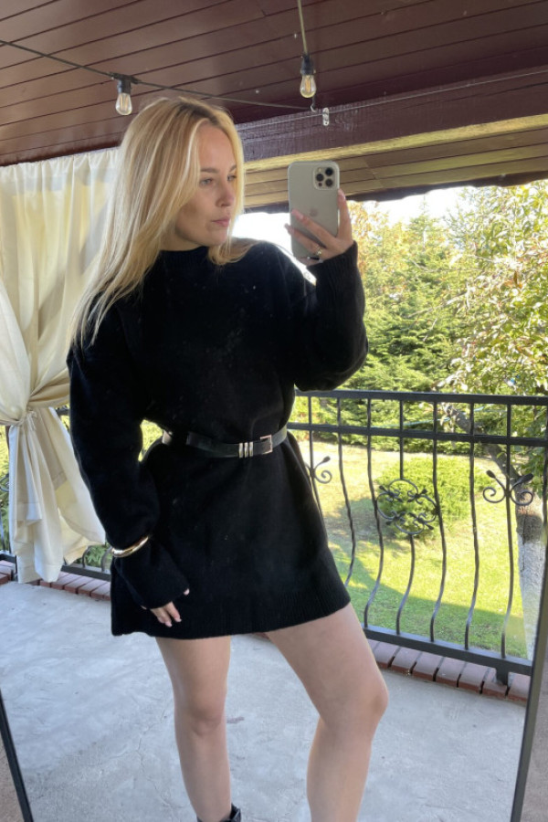 Sukienka sweterkowa dzianinowa oversizowa czarna uni