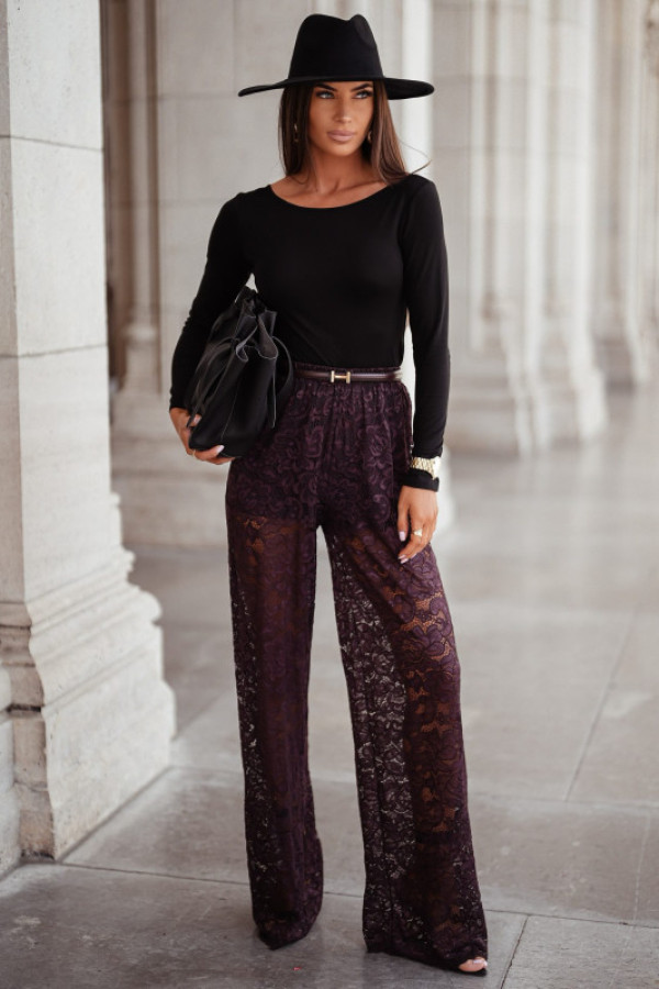 Spodnie koronkowe szwedy brązowe me gusta