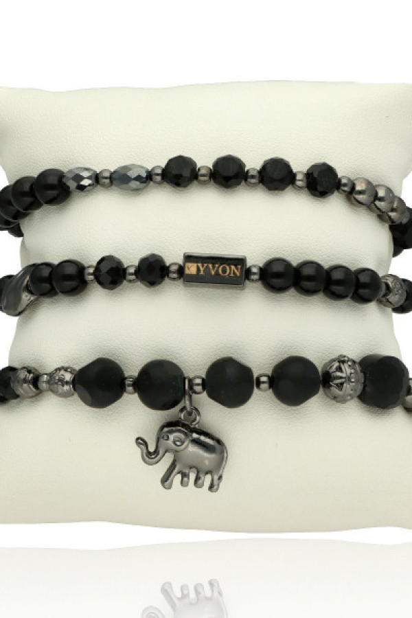 Zestaw 3 bransolet koralików kamieniami naturalnymi agat b97474