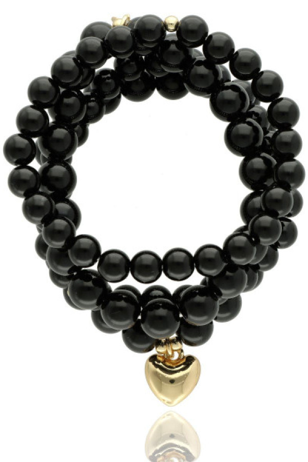 Zestaw 4 bransoletek z agatem czarnym b97506 yvon + pudełko