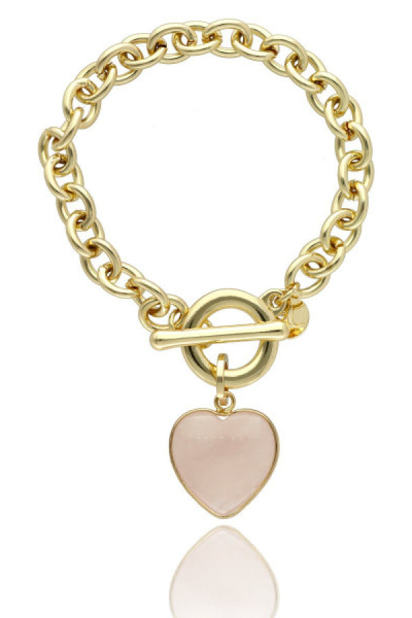 Bransoletka z kwarcem różowym sercem b97507 yvon + pudełko