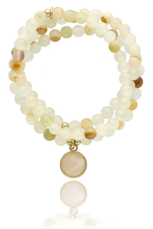 Zestaw 3 bransoletek z jadeitem mlecznym b97510 yvon + pudełko