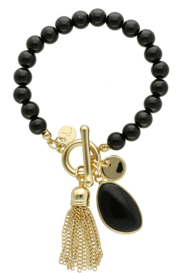 Bransoletka z agatem czarnym b97512 yvon + pudełko