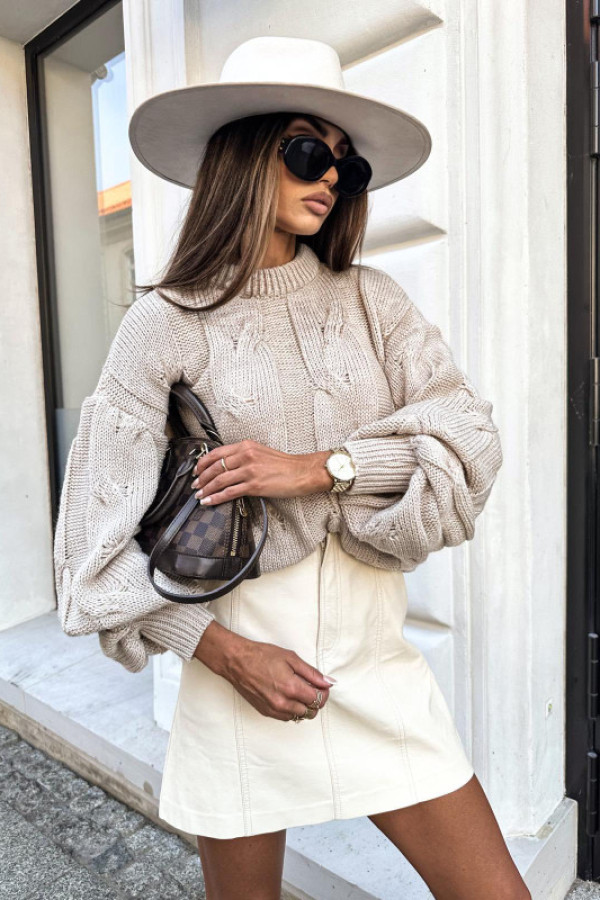 Sweter warkocz oversize bocca beżowy uni