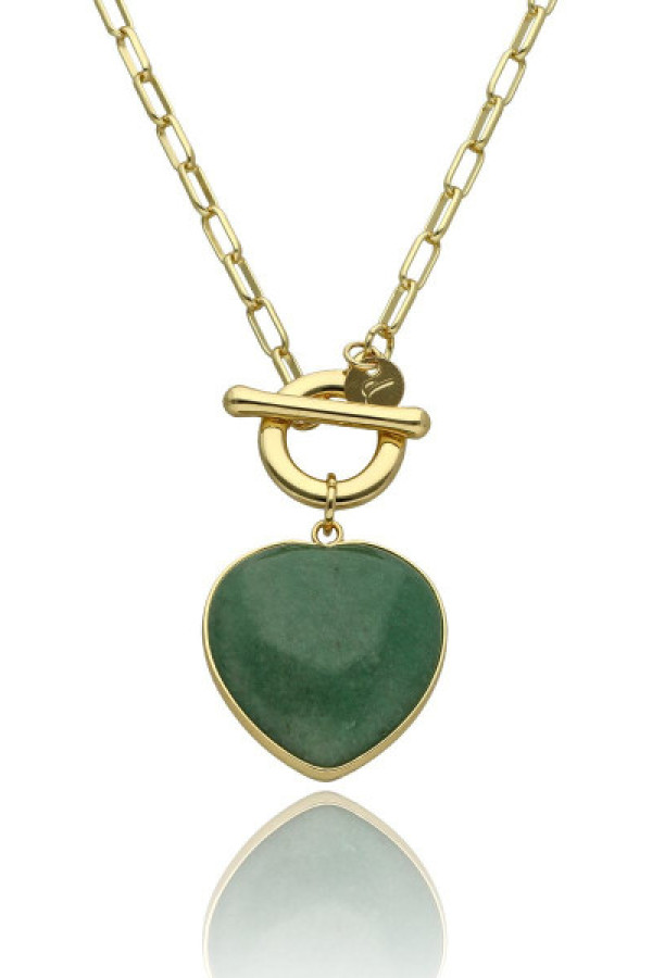 Naszyjnik z kamienia naturalnego awenturyn zielony yvon n97505 + pudełko