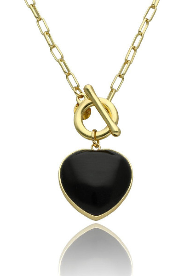 Naszyjnik z kamienia naturalnego agatem czarny yvon n97506 + pudełko