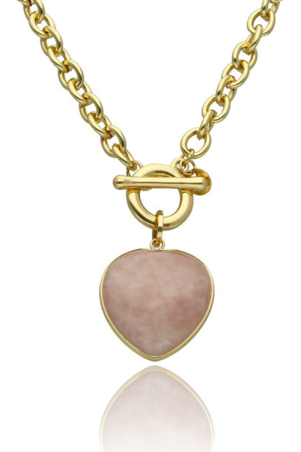 Naszyjnik z kamienia naturalnego kwarc różow yvon n97507 + pudełko