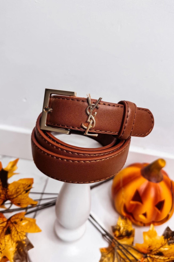 Pasek ysl eko skóra brązowy 120cm