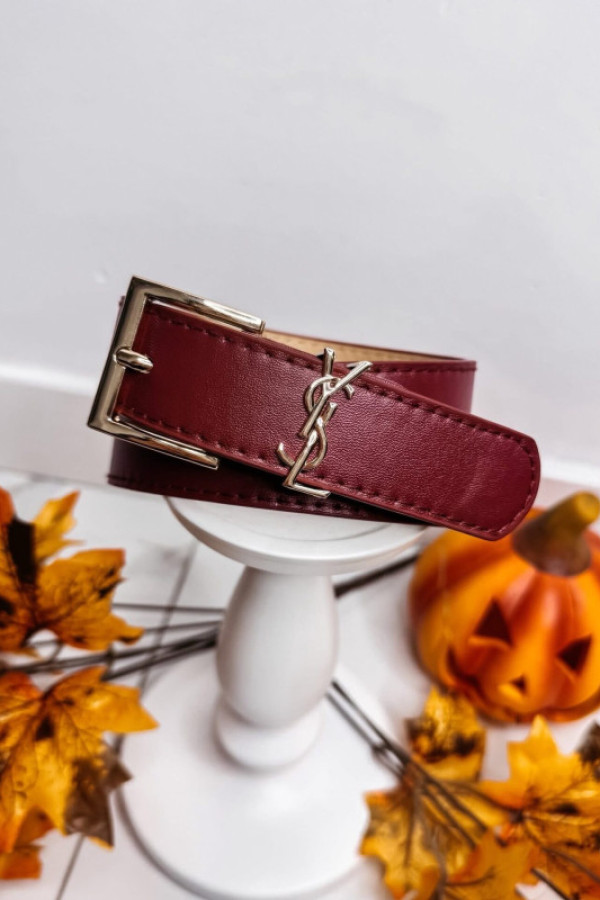 Pasek ysl eko skóra bordowy 110cm