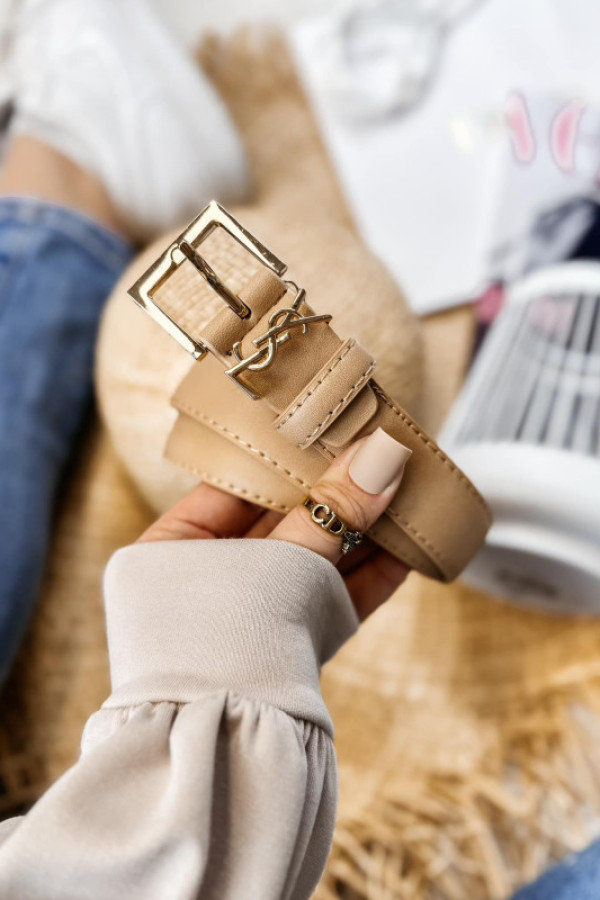 Pasek ysl eko skóra beżowy 110cm