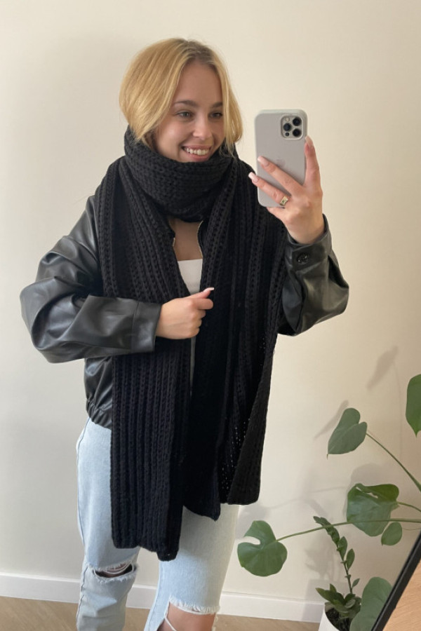 Szal długi certado czarny bocca