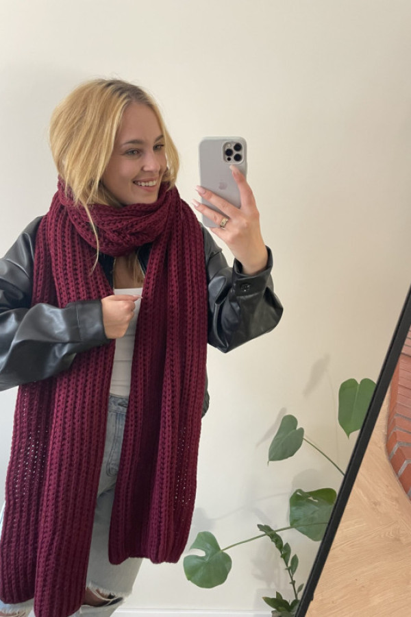 Szal długi certado bordowy bocca