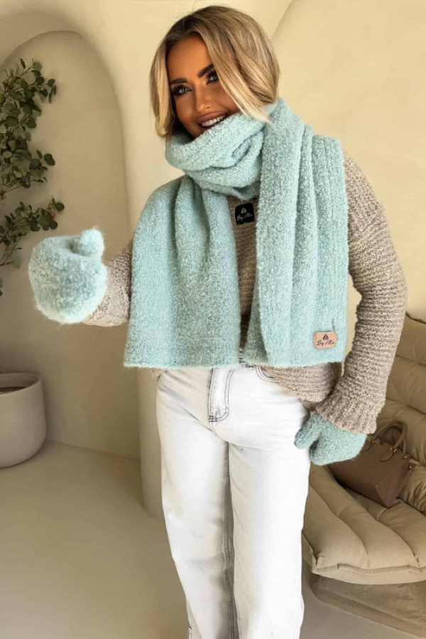 Komplet frost wełna szal + rękawiczki by me – szałwiowy