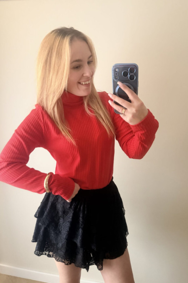 Bluzka golf basic prążkowa czerwona bocca