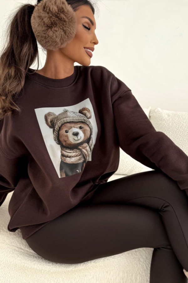 Bluza oversize z misiem czekoladowa bocca uni