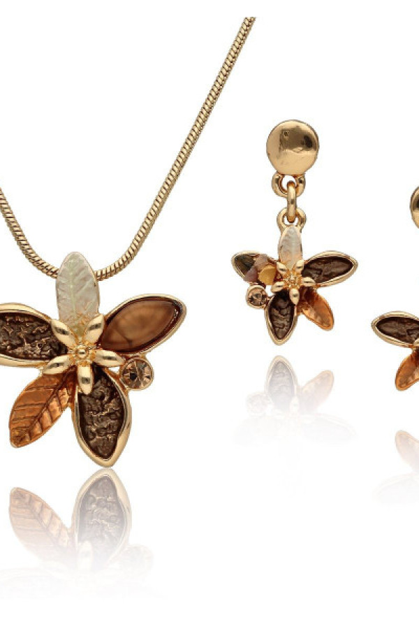 Komplet biżuteri naszyjnik + kolczyki artystyczny yvon kwiat s97335