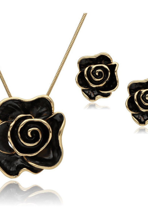 Komplet biżuteri naszyjnik + kolczyki artystyczny yvon róże s97348