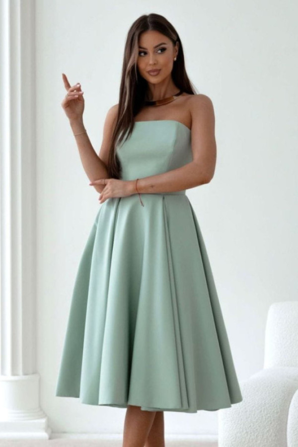 Beauty pistacjowa gorsetowa sukienka midi