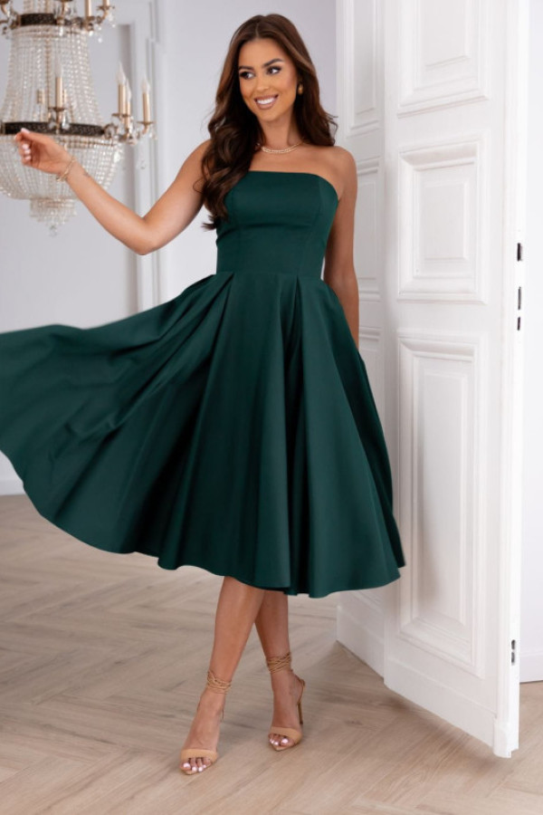 Beauty zielona gorsetowa midi sukienka